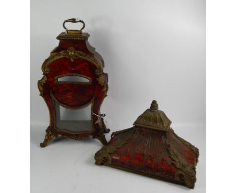 A French 19thC boulle work bracket clock case, and similar bracket, (AF).