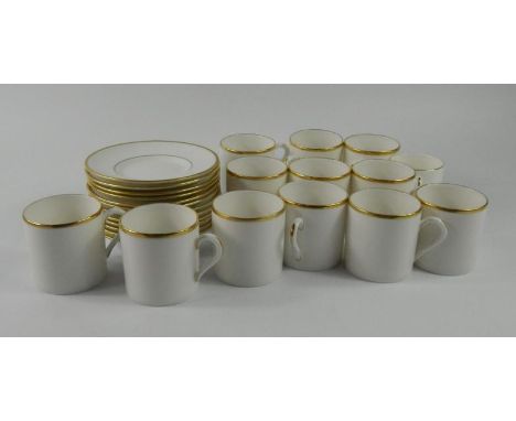 Royal Worcester Capri pattern coffee cans and saucers, on a white ground, decorated with a gold rim, comprising twelve cups, 