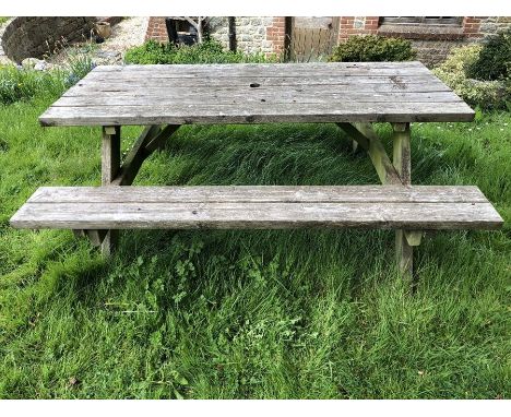 Wooden picnic bench