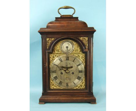 William Ward, London, a late-18th century mahogany bracket clock, the caddy-top case with brass carrying handle, arched glaze