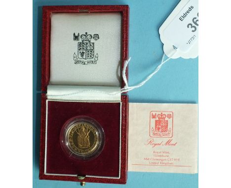 A Royal Mint Proof 1989 sovereign for the '500th Anniversary of the First Gold Sovereign 1489-1989', in capsule, boxed with c