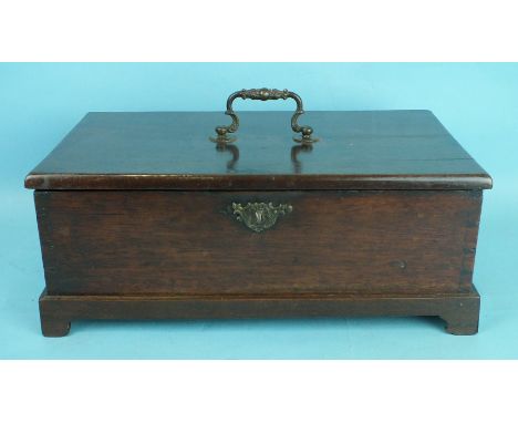 A Georgian mahogany rectangular box on bracket feet, 36cm wide.
