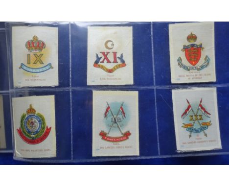 Cigarette silks, Godfrey Phillips BDV (anon) Colonial Army Badges, captions in brown, set 108 silks ( mainly gd some fraying 
