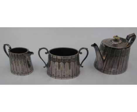 An engraved three piece tea service by Evans & Matthews, Birmingham.