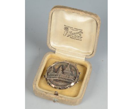 A Saint Paul's cathedral Victorian silver architectural brooch. 
