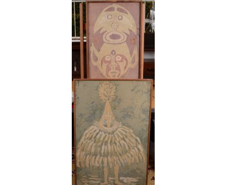 A framed Batik panel, 'Yuliond - Papuan mask Oct.1978', 62.7 x 42.6cm, together with another similar Batik 92 x 61.2cm.