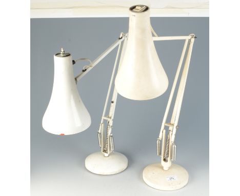 An Anglepoise white enamel adjustable table lamp by Herbert Terry & Sons, Redditch and one other adjustable lamp.