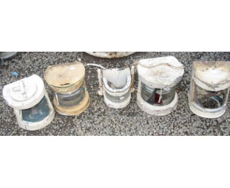 A ship's 'Trawler' lamp, a 'stern' lamp and three others.