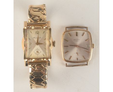 A Rotary 9ct. gold cased gentleman's wrist watch with seventeen jewel movement, the rectangular dial with seconds dial and ca