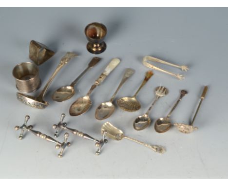 Miscellaneous silver and plate, including a silver napkin ring.