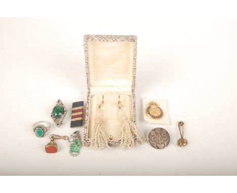 A pair of seed pearl earrings etc.