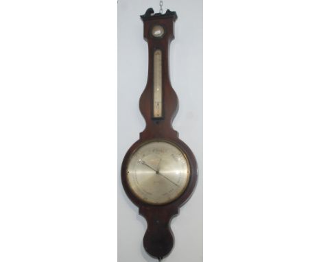 A George IV mahogany banjo wall barometer, the 25cm silvered dial inscribed 'J. Smith, Royal Exchange, London', height 106cm.