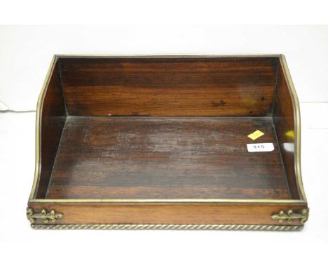 A Victorian brass bound rosewood book trough, with rope twist and scrolling brass decoration, 32 x 23 x 11cms high.