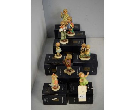 A collection of Goebel Hummel Club Exclusive Edition figures of children, including: Happiness; Two Hands, One Treat; Natures