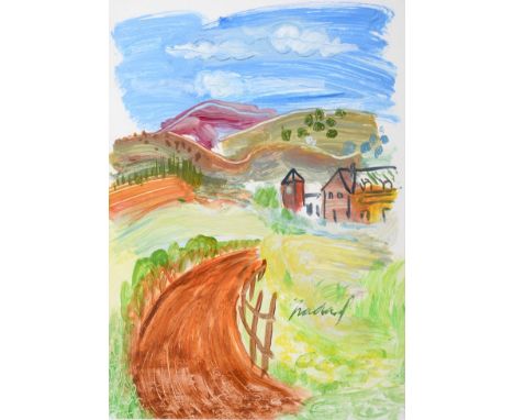 Carlos Nadal (1917-1998) Spanish ''Paysage'', 1986 Signed, inscribed verso, gouache, 24cm by 16.5cm Sold together with the ce