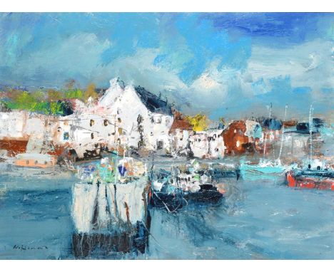 Nael Hanna (b.1959) ''Crail'' Signed, inscribed verso and dated 2011, oil on canvas, 75cm by 100cm Hanna was born in Neneveh,