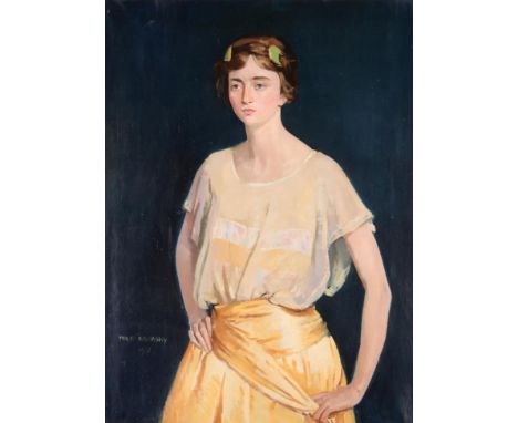 Philip Naviasky (1894-1983) Three quarter length portrait of Clara Middleton Signed and dated 1921, oil on canvas, 98cm by 72