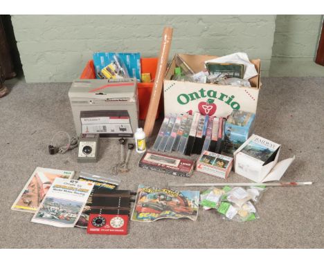 Two boxes of assorted model railway spares, repairs and accessories to include boxed Hornby Zero-1 controller, H&amp;M Minipa