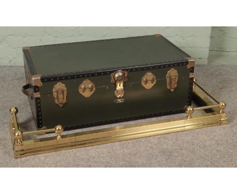 A large Mossman of London travel trunk, together with a three piece extendable fender. Dimensions of trunk: Height: 34cm, Wid
