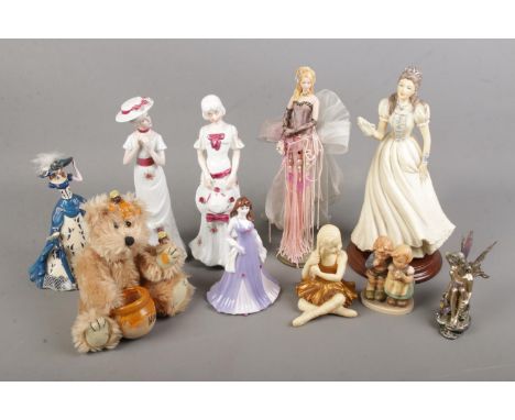 A quantity of various figurines including Coalport, Hummel, Edwardian etc  