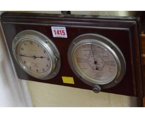 A clock and aneroid barometer set by Short & Mason.