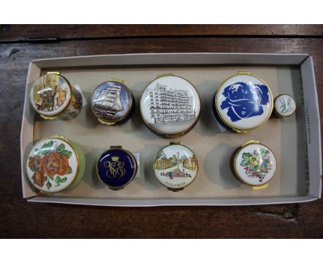 A collection of nine enamel boxes. 