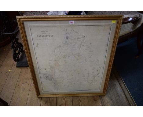 An old 'Sketch Map of County near Barrackpore', India, on linen, 73 x 62cm.