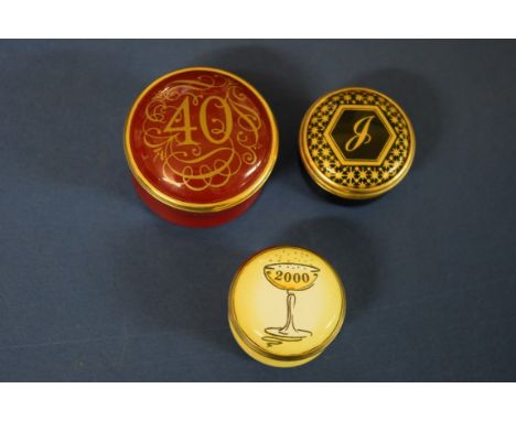 Three Halcyon days enamel boxes. 