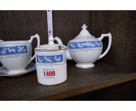 A Coalport 'Revelry' pattern tea for two set.    Condition Report:  Teapot:  Hairline crack 3" near handle.  Sugar Bowl: Hair