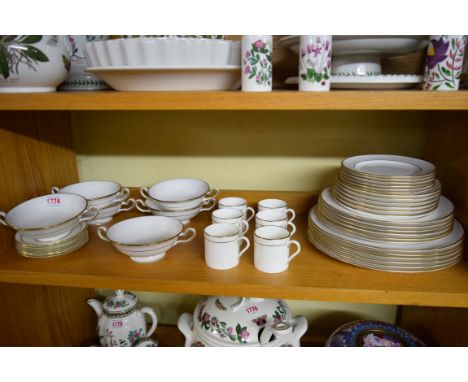 A Spode 'Classic Gold' pattern part dinner service; together with a matching set of six Royal Worcester 'Contessa' pattern co