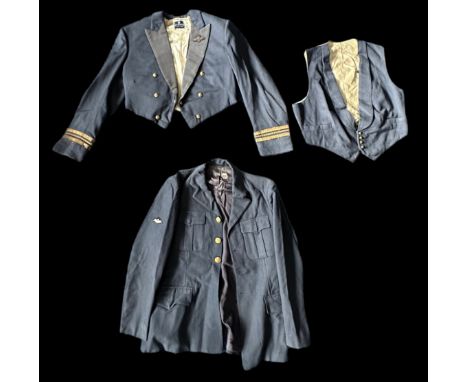 RAF (Royal Air Forces), R.A.F four button mess jacket (missing one button), four front pockets, R.A.F badge to right arm, lab