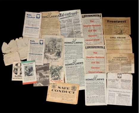 Small selection of Second World War airborne Propaganda leaflets, to include; “Sogno a son desto?” surrender to Germany and n