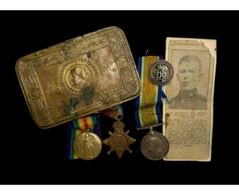 First World War – Lance Corporal Alfred Hodgins – 1914 Star Trio awarded to L-10231 PTE A HODGINS 1/R W. KENT R. Together wit