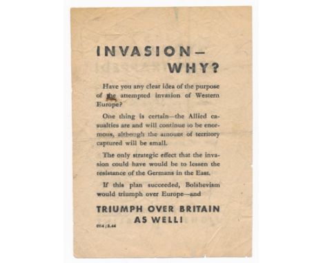 YOU HAVE BEEN TRAPPED ! - Second World War German airborne Propaganda leaflet. Small-scale leaflet, front reads "YOU HAVE BEE