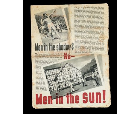 ‘Men in the Shadow? No – Men in the Sun! … and they all will safely return!’ Second World War German Propaganda leaflet, in t