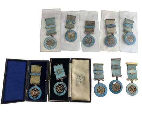 A collection of 10 Masonic Centenary jewels, all hallmarked silver.  Includes: Walker Lodge No. 1342 1870, Lodge of Unity No.