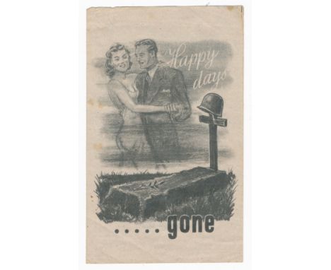 Happy days ..... gone - Second World War German airborne Propaganda leaflet. Small-scale leaflet, front depicts ghost of a so