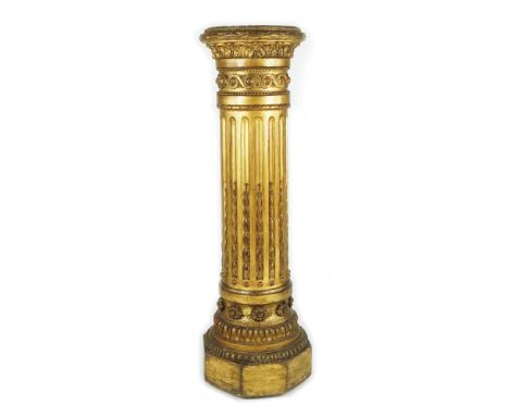 A carved gilt wood column, 19th century 108cm. high; 33cm. top diameter