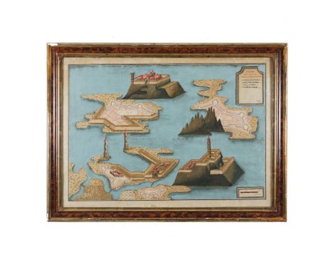 Colonel C.Coltz (active in 18th century) Desegno degli isoli Lipari, overo di Volcanoink, tempera and watercolor on paper, th