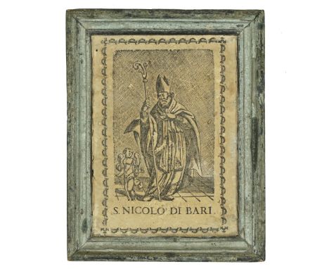 4 lacquered wood frames, 18th century each containing a print TOGETHER WITH a pair of lacquered frames, the four; front sight