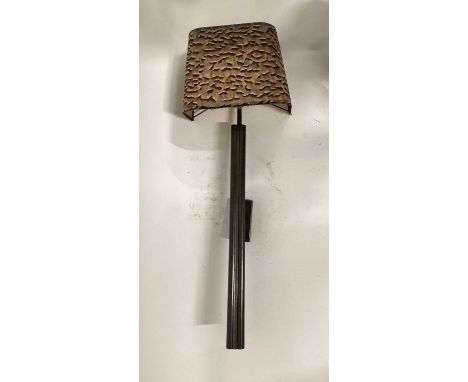 Gun Barrel wall light with Pheasant feather half shade, 82cm with shade, 69cm without shade, on 12cm x 6cm wall mountDue to t