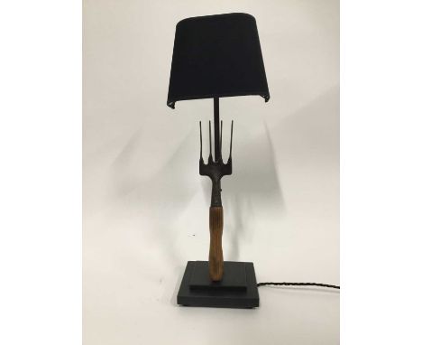 Vintage Garden Hand Fork lamp with half shade, 61cm high with shade, on 18cm square baseDue to the nature and fragility of th