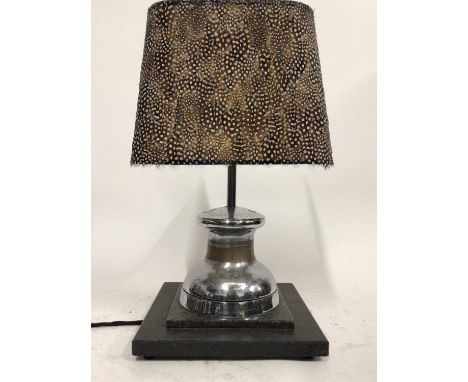 Gibbs Boat Winch Lamp with guinea fowl half shade, 33cm without shade, 47cm with shade, on 25cm square baseDue to the nature 