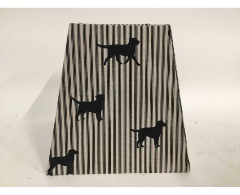 Emily Bond square tapered lamp shade decorated with black Labradors on black ticking fabric, 28cm highDue to the nature and f