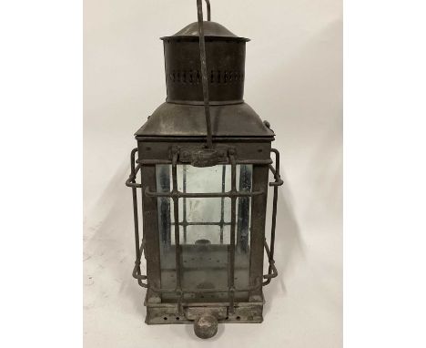 Lantern, without light fittings, 37cm high, 17cm diameter baseDue to the nature and fragility of the lots in this auction, we