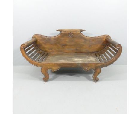 An Anglo-Indian hardwood bench / window seat. 139x73x50cm. 