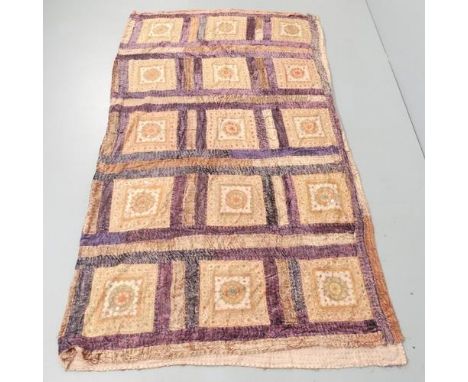 A large chain-stich Indian bedspread. 244x220cm 