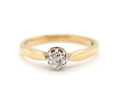 Vintage Ring mit einem Diamanten, ca. 0,20 ct  Material: 585 Gold Diamanten: 1 Diamant im Altschliff, ca. 0,20 ct, SI, H - I 