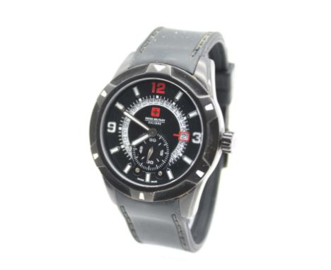 Swiss Military Hanowa Chronograph Quarz  Material: Stahl, Kautschuk Durchmesser: 44 mm Datierung: neuzeitlich Beschreibung: M