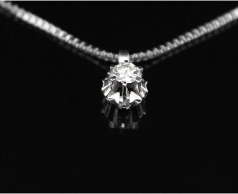 Kette mit Anhänger und einem Brillanten, ca. 0,23 ct  Material: 585 Weißgold Diamanten: 1 Brillant, ca. 0,23 ct, VS, J - K  L